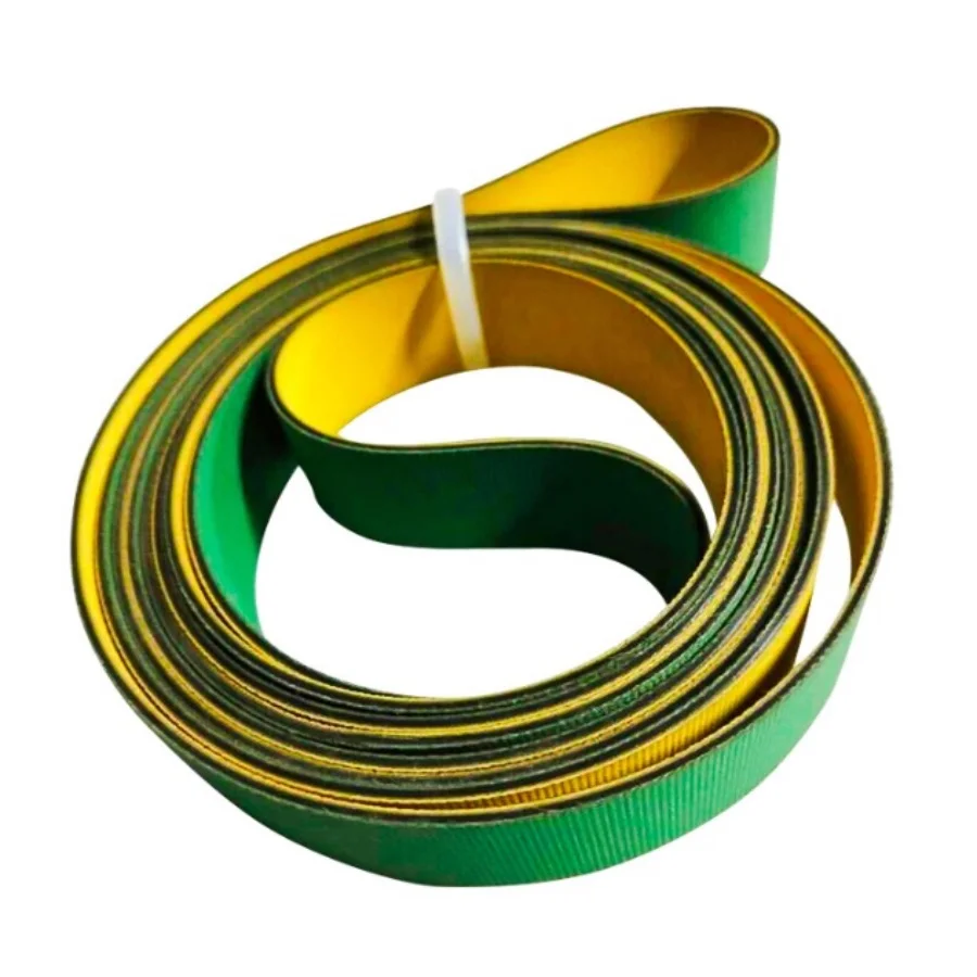 Perimeter:610x15x2mm-650x15x2mm  Yellow Green Nylon Base Band High Speed Drive Conveyor Flat Belt