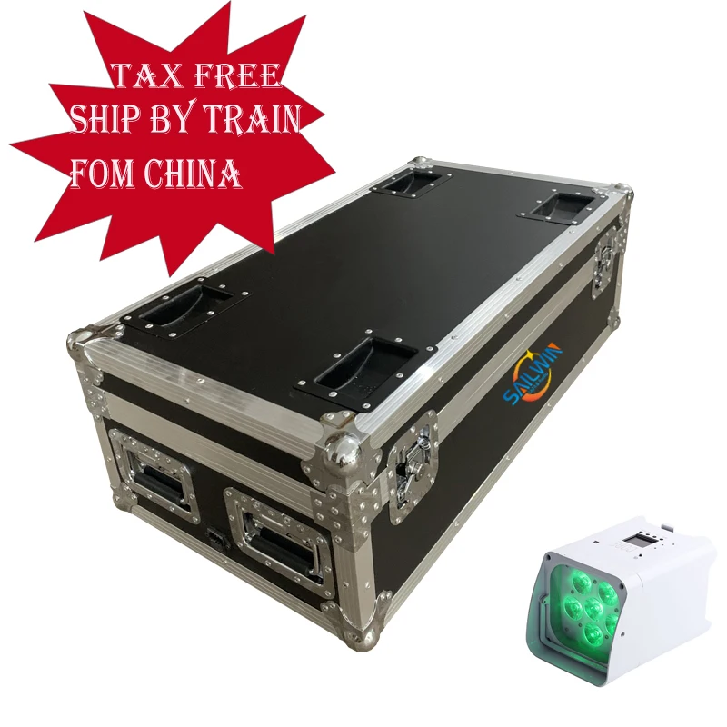 

Ship By Train 6x18W RGBWA+UV 6in1 Battery Powered Wireless DMX Wifi Remote Control Led Par Dj Lights Stae Lighting With Flycase