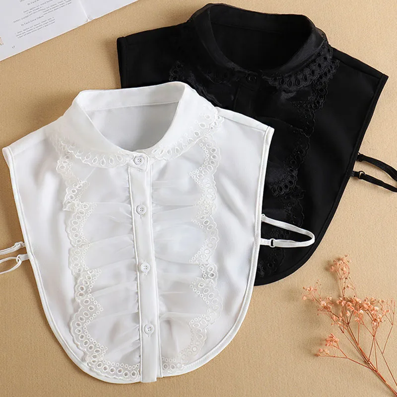 

Ruffle White Fake Collar Lace Detachable Lapel Shirt Fake False Collar Women Detachable Collar Chiffon Removable Nep Kraagie