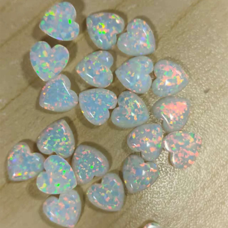 Hot Selling White Heart Gems Cabochon Cut Synthetic Opal OP17 Bare Stone For Ring Chain