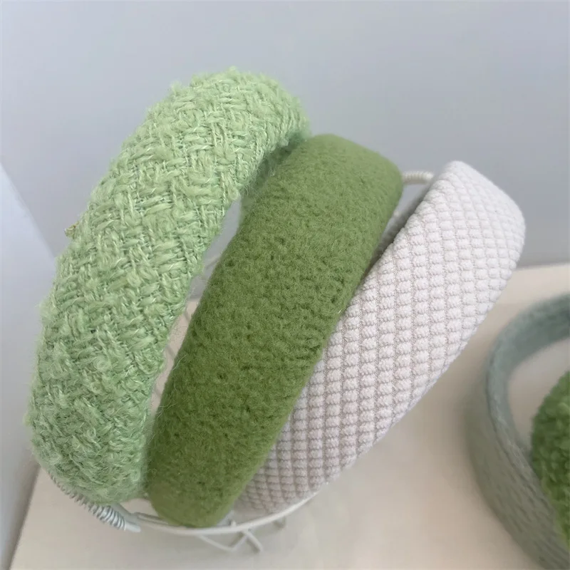 Bandeau de cheveux noué à la main pour femmes, couleur verte, accessoires pour cheveux