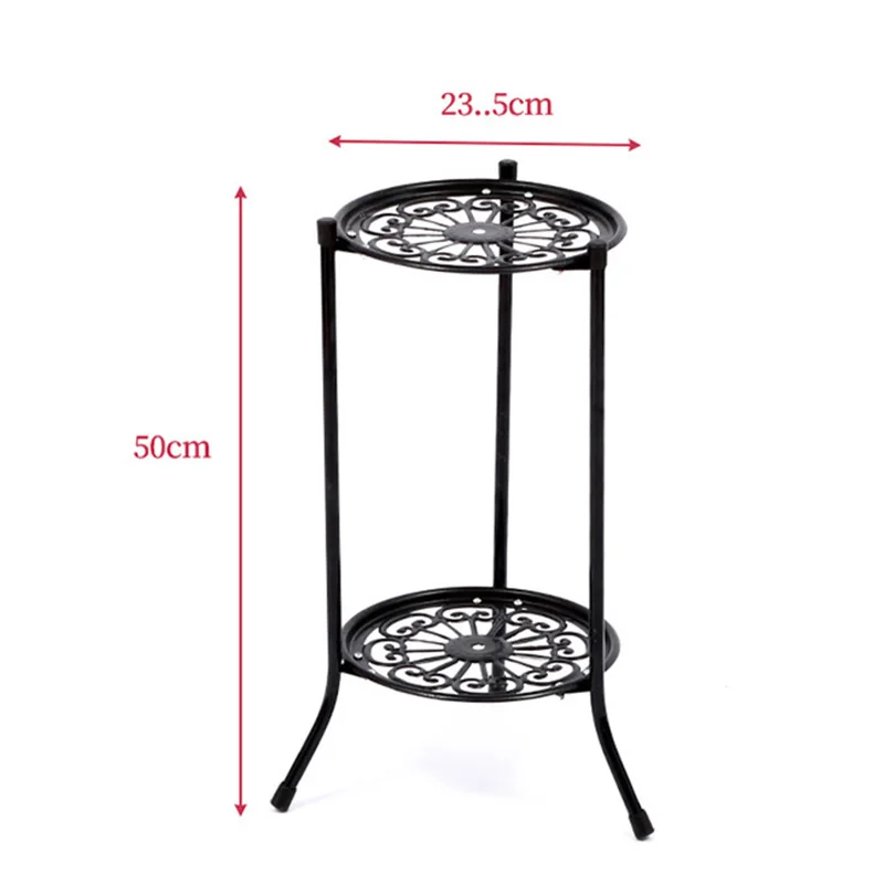 2 Holder Flower Stand Metal Plant Pot Stand Flower Display Shelf Garden Patio Home Outdoor Black Flower Tray Home Decoration