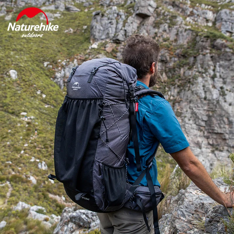 Imagem -02 - Naturehike Acampamento Mochila de Alumínio Quadro Escalada Bolsas 60l Mais 5l Ultraleve Caminhadas Pacotes Bolsa Esportes ao ar Livre à Prova Impermeável Água Nh19bp095