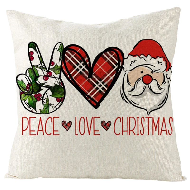 Merry Christmas Pillowcase 45x45cm Linen Cushion Cover Xmas Home Decor Pillow Cover Christmas Living Room Party Decor Pillows