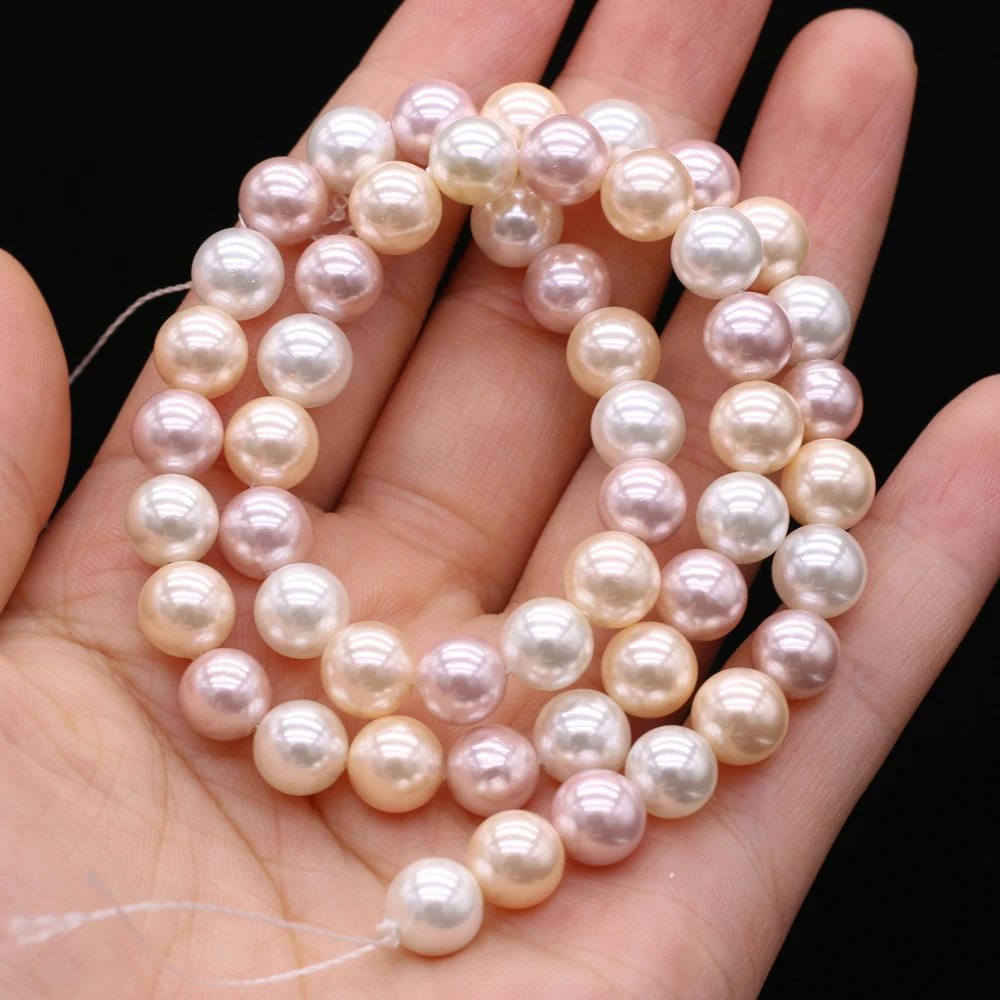 Shell Pearl Round White Pink And Purple Mixed Pearl Beads High Quality Punch for Jewelry Making DIY Women Necklace Bracelet