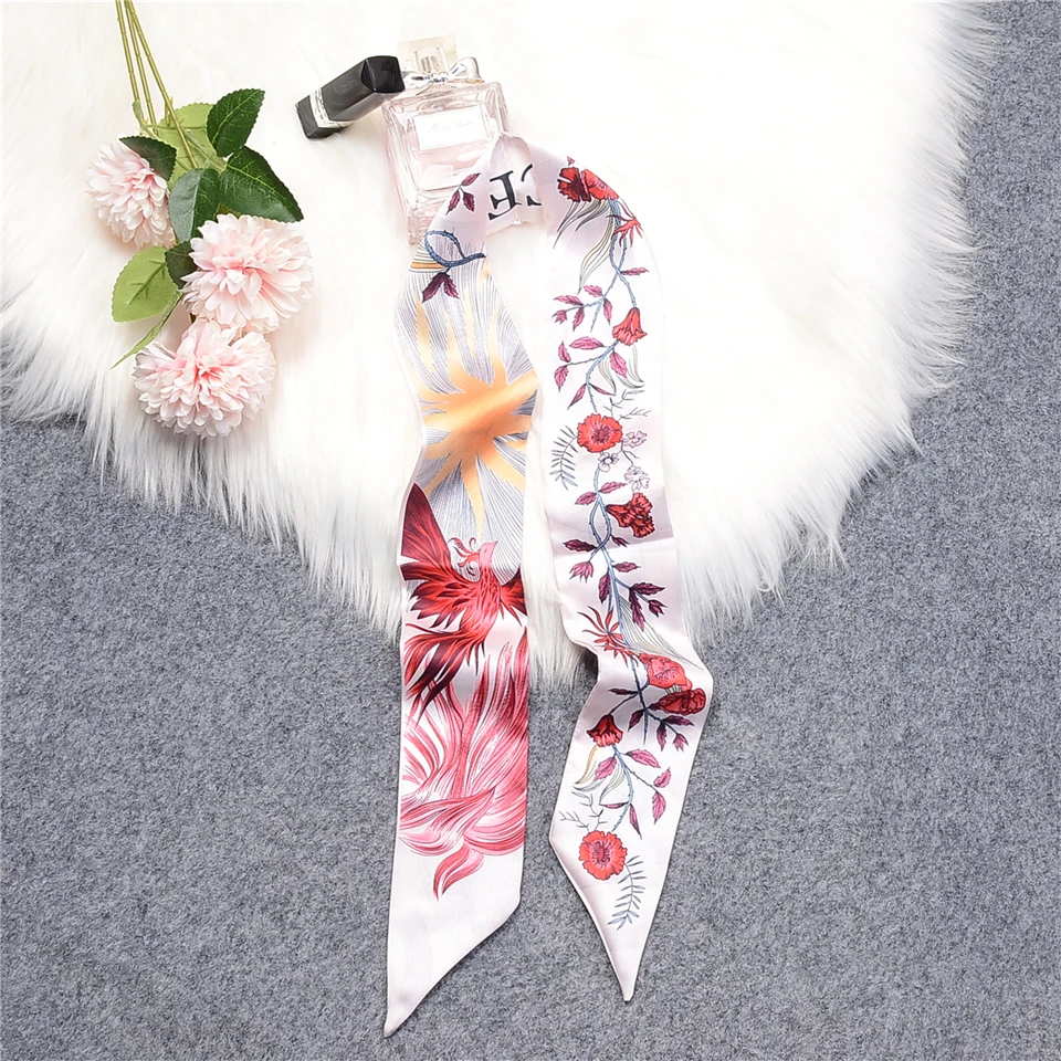 

Fire Phoenix Tarot Twill 100% Silk Scarf Women Brand Scarf Skinny Bag Scarves Design Wrist Towel Foulard Neckerchief Headband