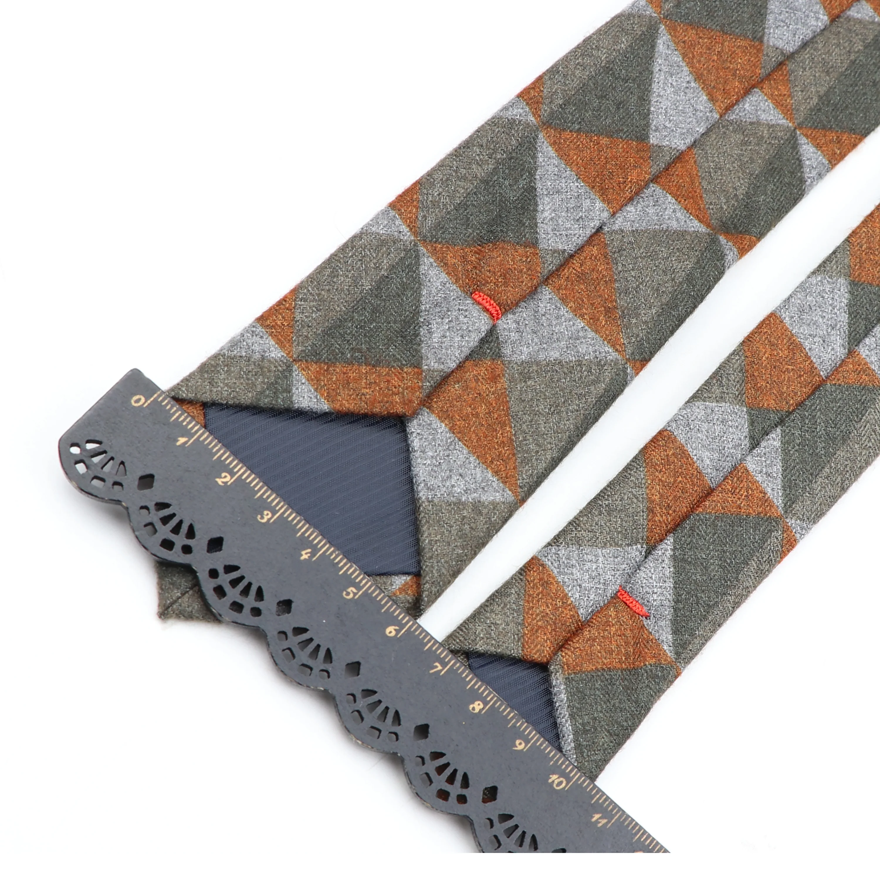 Men\'s Business Diamond Check Tie Artificial Wool Cotton Dark Color Tie Striped Black Grey Necktie For Daily Accessory Paty Gift