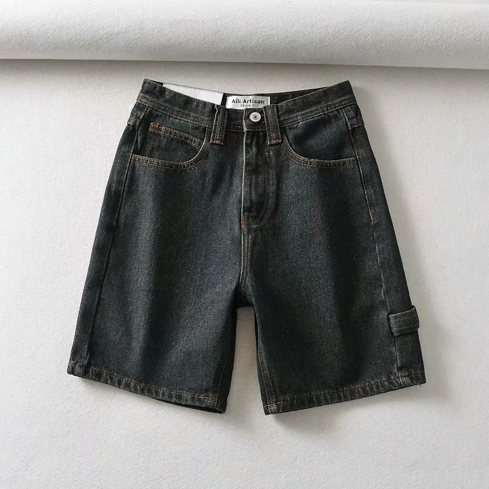 Pantalones cortos de mezclilla para mujer, shorts de verano, Vintage, negros, azules, coreanos, talla grande
