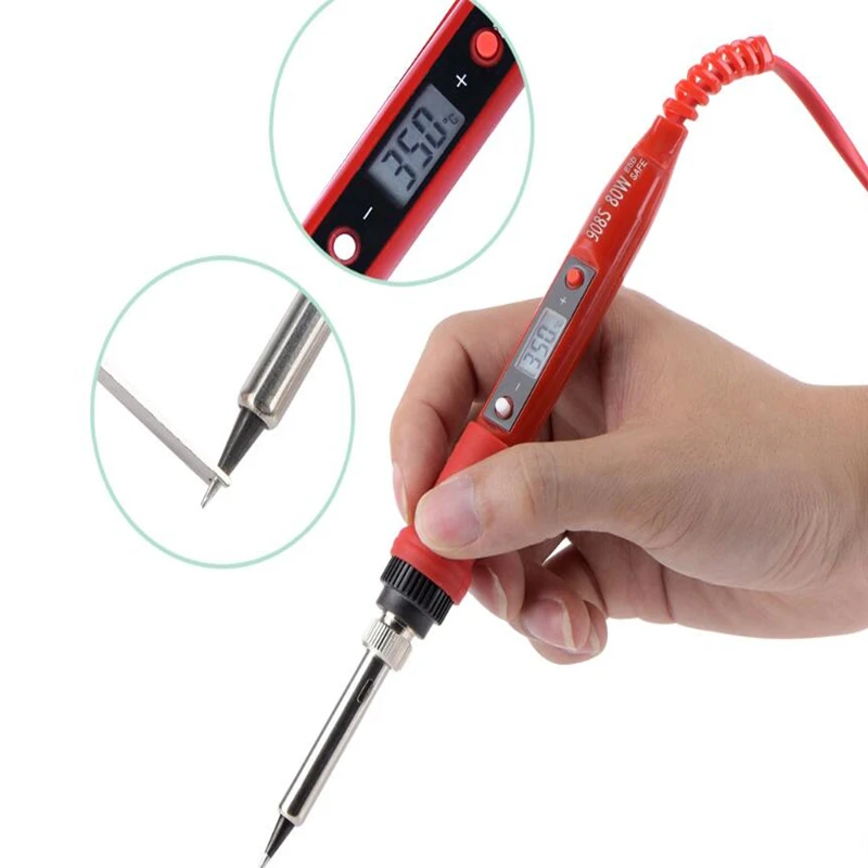 220V  80W  Digital display EU Adjustable Temperature Electric Soldering Iron with 6 Welding tip free shipping