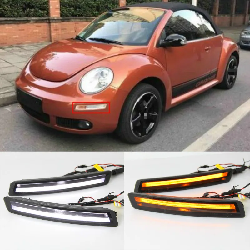 For Vw Volkswagen Beetle 2007 2008 2009 2010 LED Daytime Running Lights Yellow Turning Signal Lights bumper fog lamp cover