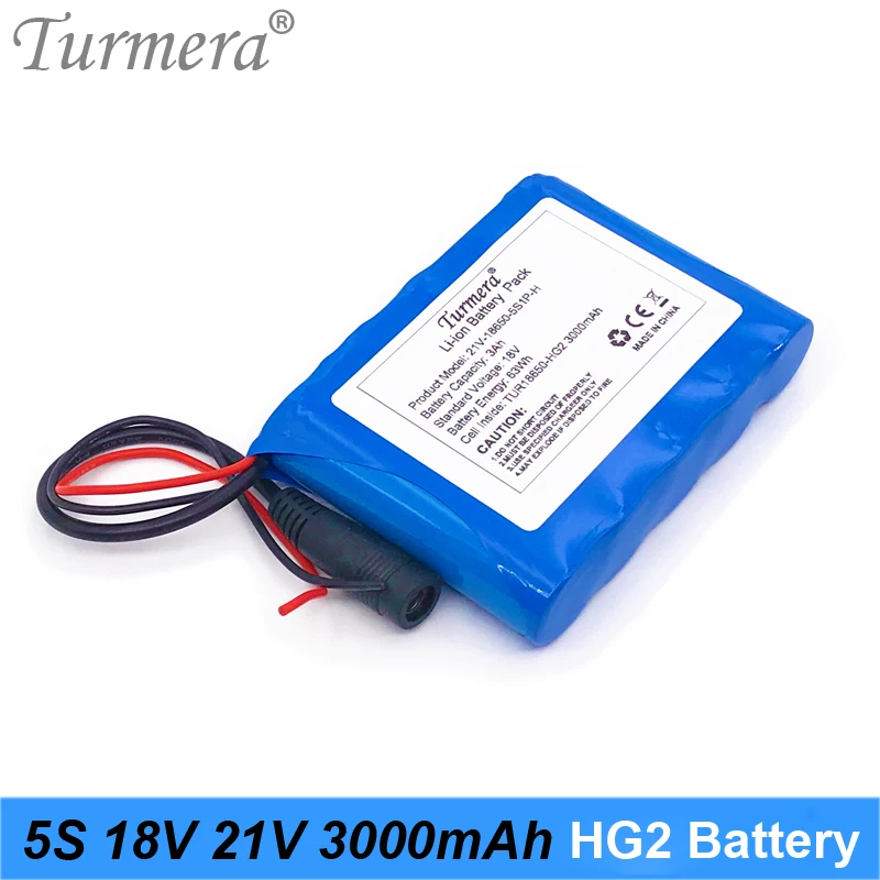 

Turmera 5S 18V 21V 3000mAh Reachargeable Lithium Battery Pack 18650 HG2 3000mAh 30A Battery Cell with 5S BMS for Screwdriver 18V