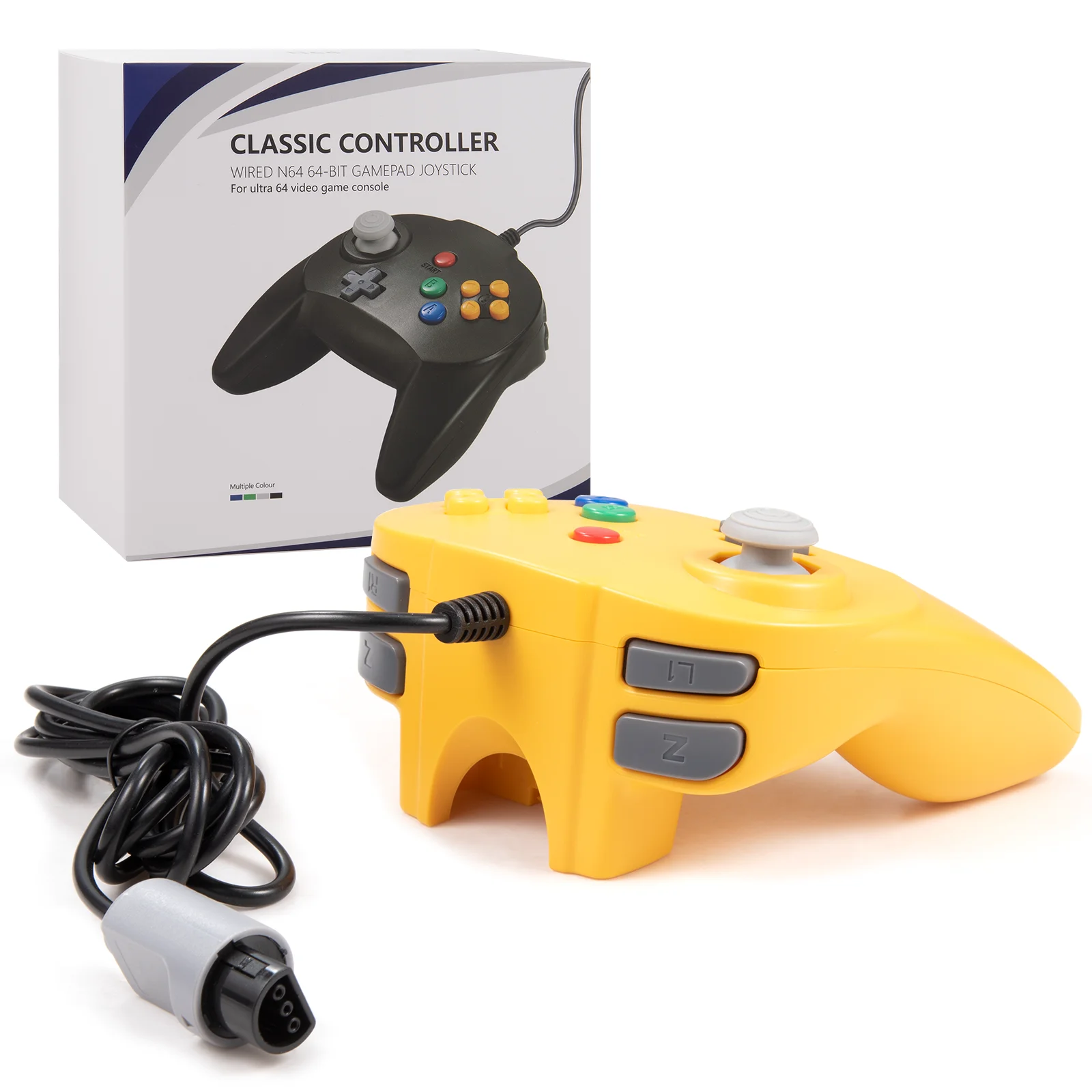 [Nova versão] Pacote com 2 para controlador N64, mini joystick de jogo para console N 64 - Plug & Play (design do Japão)