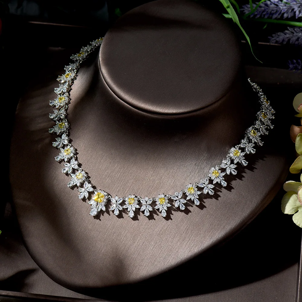 HIBRIDE Vintage AAA CZ Waterdrop Square Shape Necklace and Earrings 2PCS Set Women Wedding Got Engaged Zirconia bisuteria N-1353