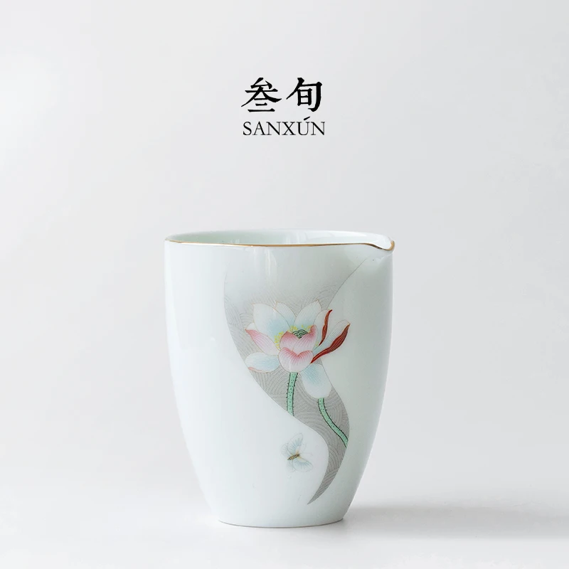 |qing lotus tea ware ceramic fair mug points kung fu tea tea accessories household shadow celadon sea and a cup of tea