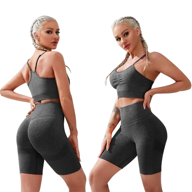 1 Piece Yoga Set For Women Gym Workout Clothing Women\'s Tracksuit High Waist Crop Top Sling Bra Leggings Set