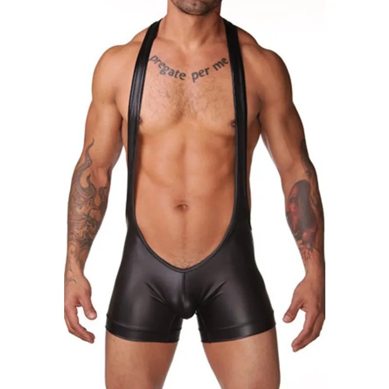 Male Latex Underwear Erotic Sissy Pants Patent Leather Fetish Men Tight Jumpsuits Pants BDSM Gay Porno Lingerie for Polo Dance