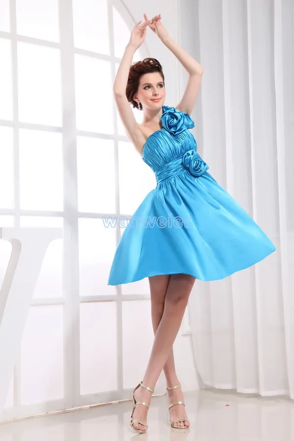 

free shipping 2014 formal dresses applique new design brides maid dress gown custom size/color short blue Bridesmaid Dresses