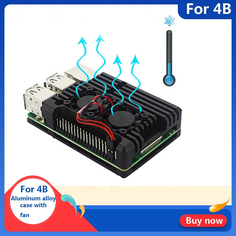 

Raspberry Pi 4B Armor Aluminum Alloy Case Protective Shell Metal Enclosure For Raspberry Pi 4B
