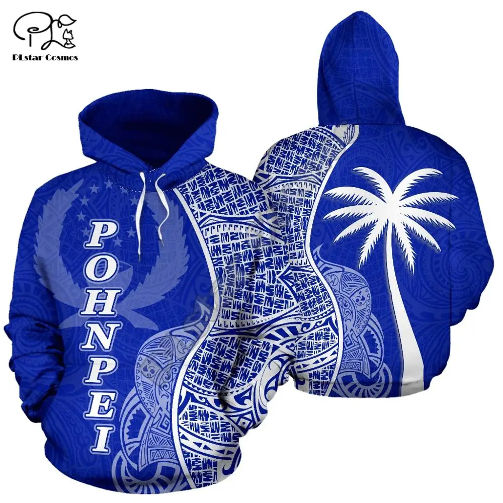 NewFashion Island Country Flag โปนเป Polynesian วัฒนธรรม Retro Tattoo Tracksuit ผู้ชาย/ผู้หญิง Pullover Harajuku 3DPrint Hoodies A11