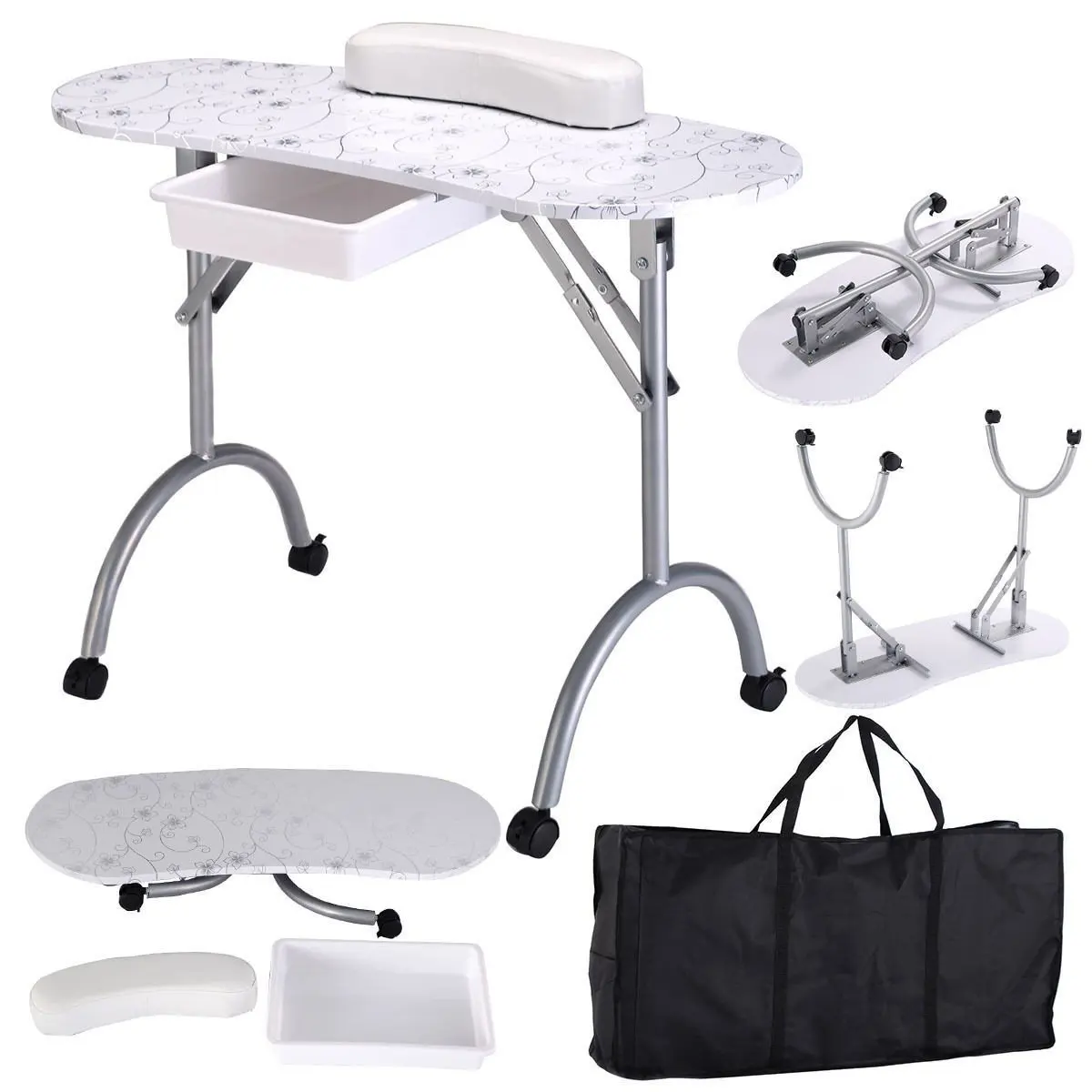 Professional Folding Manicure Nail Table Roiling Tattoo Salon Beauty Furniture Manicura Nail Desk Station