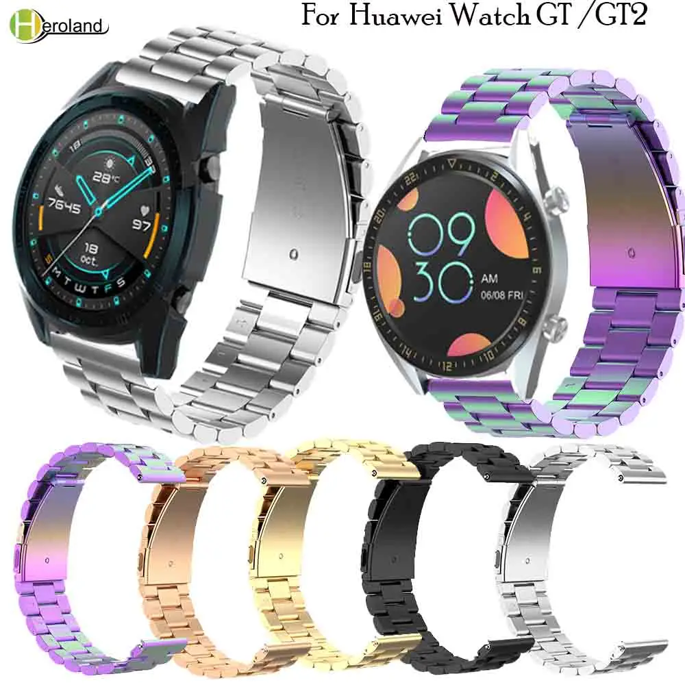 

Ремешок из нержавеющей стали для наручных часов HUAWEI WATCH GT 2 46 мм/42 мм, быстросъемный браслет для Huami Amazfit GTR 47 мм