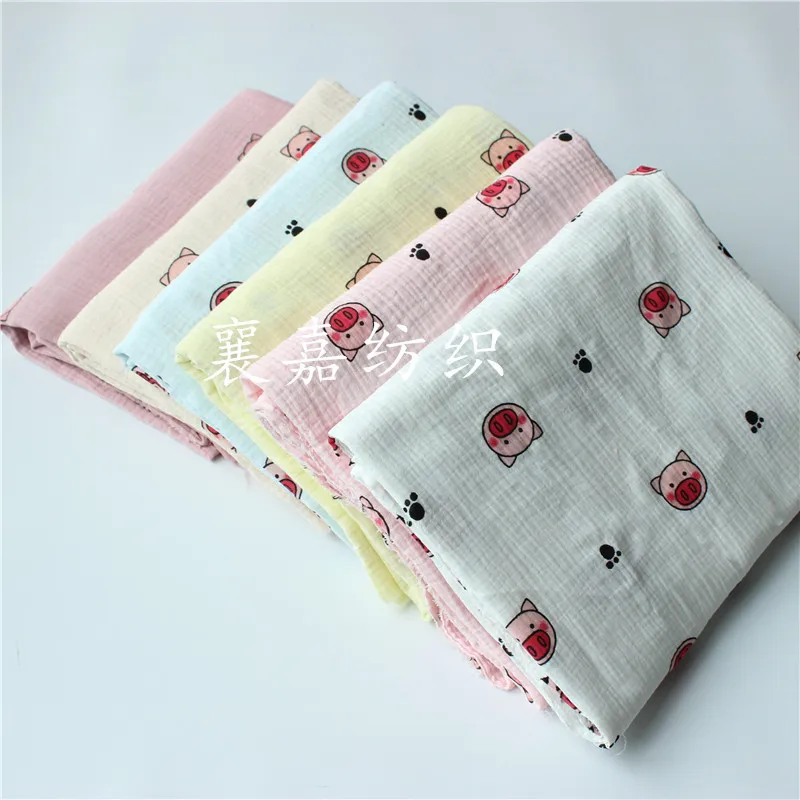 Cotton Double Gauze Printing Kids Clothes Fabric Seersucker Blanket Baby Cloth