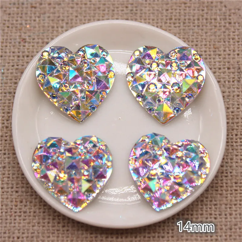 10mm-30mm Resin Heart Bling Crystal AB Rhinestone Flatback Cabochon Stone DIY Home Decoration Crafts Scrapbook Accessories