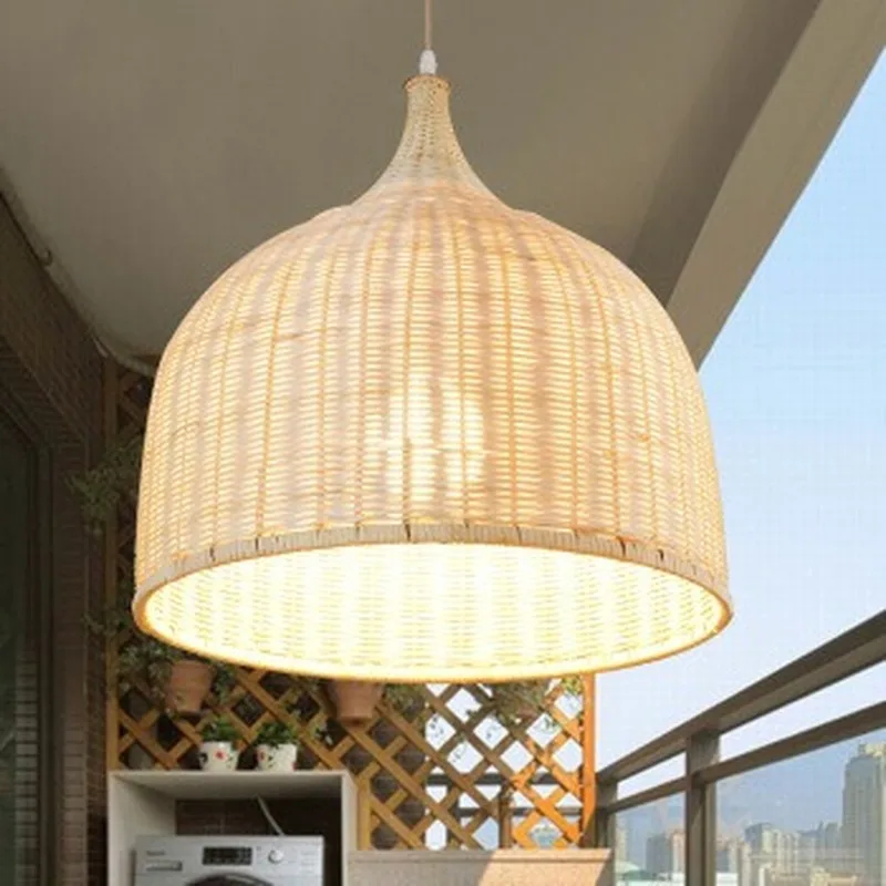 

Energy Saver-Japan style Hand woven Rattan Pendant Light for restaurant bedroom Rustic rattan art lampadario industrial lampes