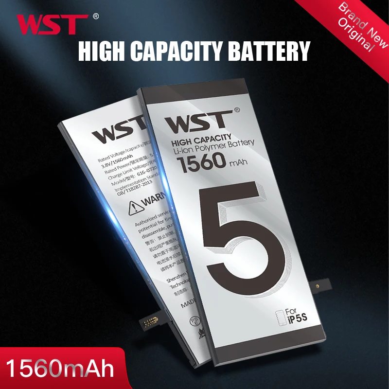 

WST Battery for iPhone 5S Real Capacity 1560mAh 0 Cycle Replacement Battery for iPhone 5S with Repair Tools and Sticker