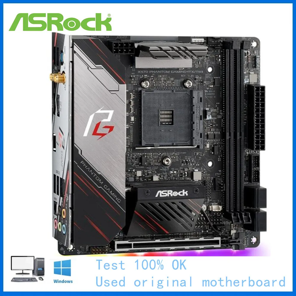 Used For ASRock X570 Phantom Gaming-ITX/TB3 Gaming-ITX Computer M.2 Nvme SSD Motherboard AM4 DDR4 X570 Desktop Mainboard