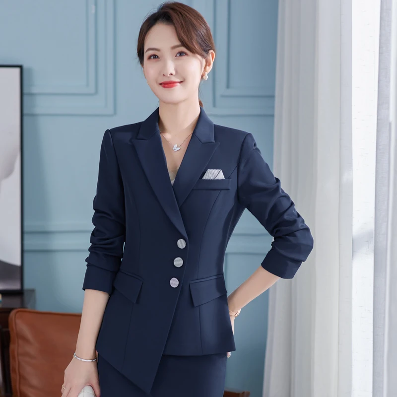 

Women Coat Fashion Oversize Single Beasted Blue Jacket OL Styles Fall Winter Blazers for Women Business Work Blaser Outwear Tops