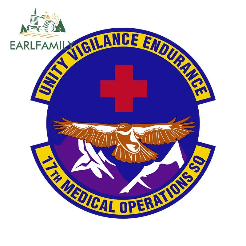 EARLFAMILY 13cm x 12.6cm Military Medical Sticker for 17th Medical Operations Squadron Decals Unity Vigilance Endurance Stickers