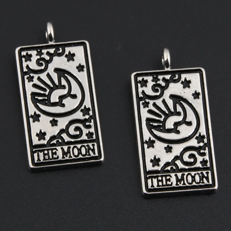 20pcs Silver Color 26x13mm Divination Tarot Charms Moon Sun Fortune Predict Pendant For DIY Handmade Jewelry Making Accessorie