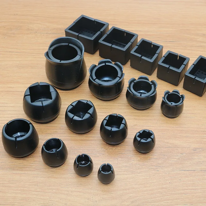 4 Stks/set Stoel Been Caps Rubber Voeten Protector Pads Meubels Tafel Covers Sokken Gat Stekkers Stofkap Zwart Leveling Voeten