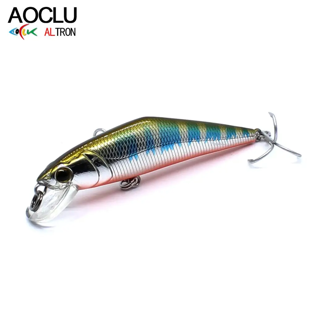 AOCLU-Hard Sinking Minnow Lure for All Class Fishing, Hard Bait, Flat Shallow Body, Easy Cast, Inshore, Marlin Fish, 63mm, 8.0g