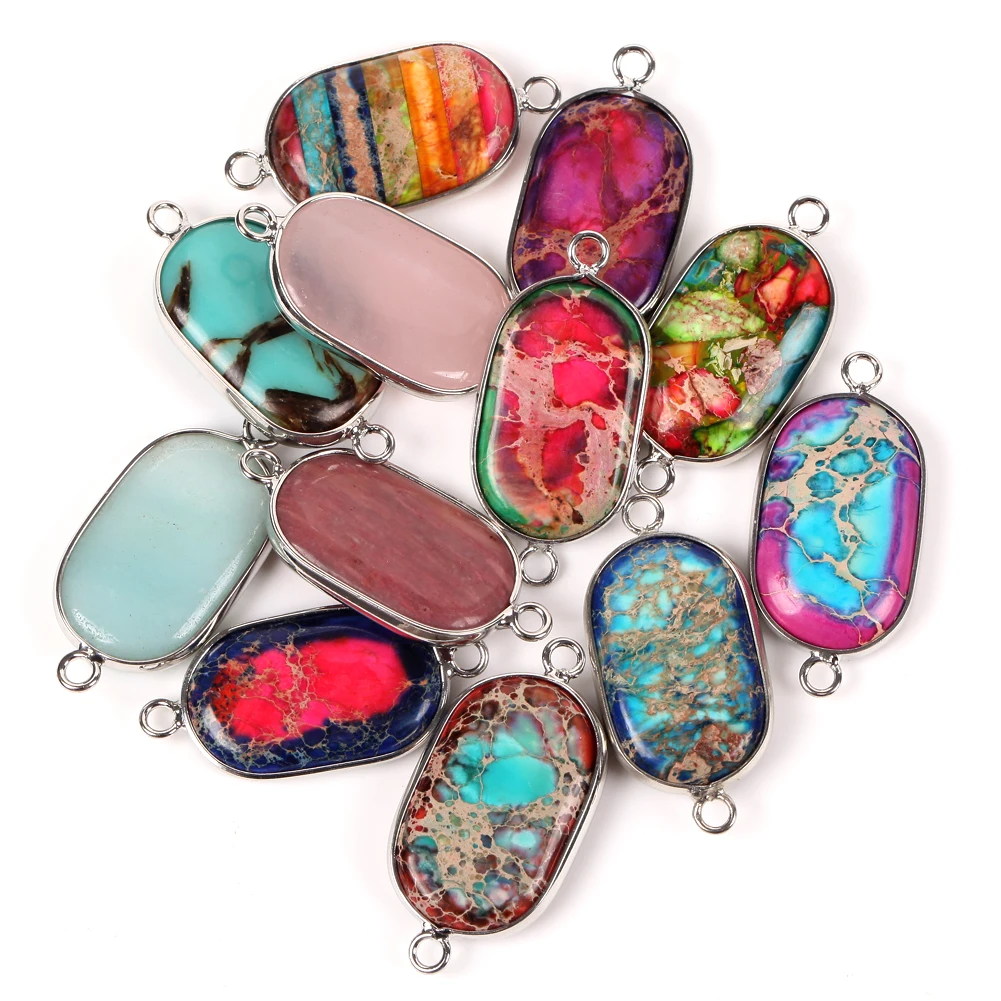 Natural Stone Pendant Charms Sea Sediment Connector Pendant For Jewelry Making Diy Necklace Bracelet Crafts Accessories 35x17mm