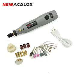 NEWACALOX – Mini outil rotatif de bricolage, USB DC 5V 10W, vitesse Variable sans fil, ensemble de broyeur électrique, stylo de sculpture sur bois pour la gravure