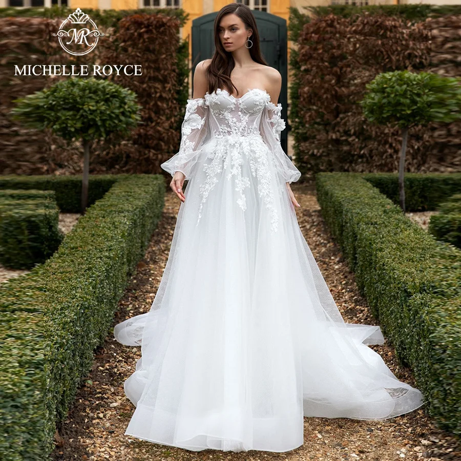 

Michelle Royce A-Ling Wedding Dresses 2024 Sexy Sweetheart Off the Shoulder Appliques Chapel Train Bridal Gowns Vestido De Noiva