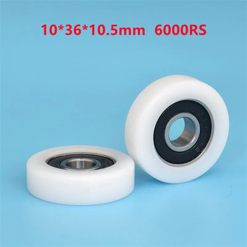 

10pcs/50pcs Flat Roller 10*36*10.5mm 6000RS 6000 Bearing POM Plastic Coated Pulley Guide Wheel Low Noise 10x36x10.5mm