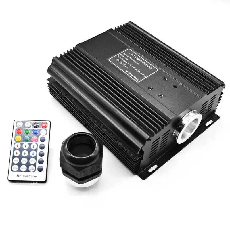 DMX 45W RGB LED Fiber Optic Engine Driver Light 28Keys RF Remote Controller Jump/Fade/Dimmable+835pcs Mixed size 5M PMMA cable