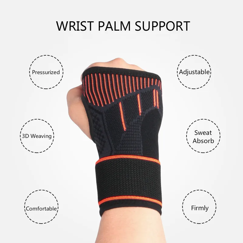 1 Pair Wrist Compression Sleeve Comfortable Hand Brace Support with Strap for Arthritis Tendonitis Sprains Workout Carpal Tunnel