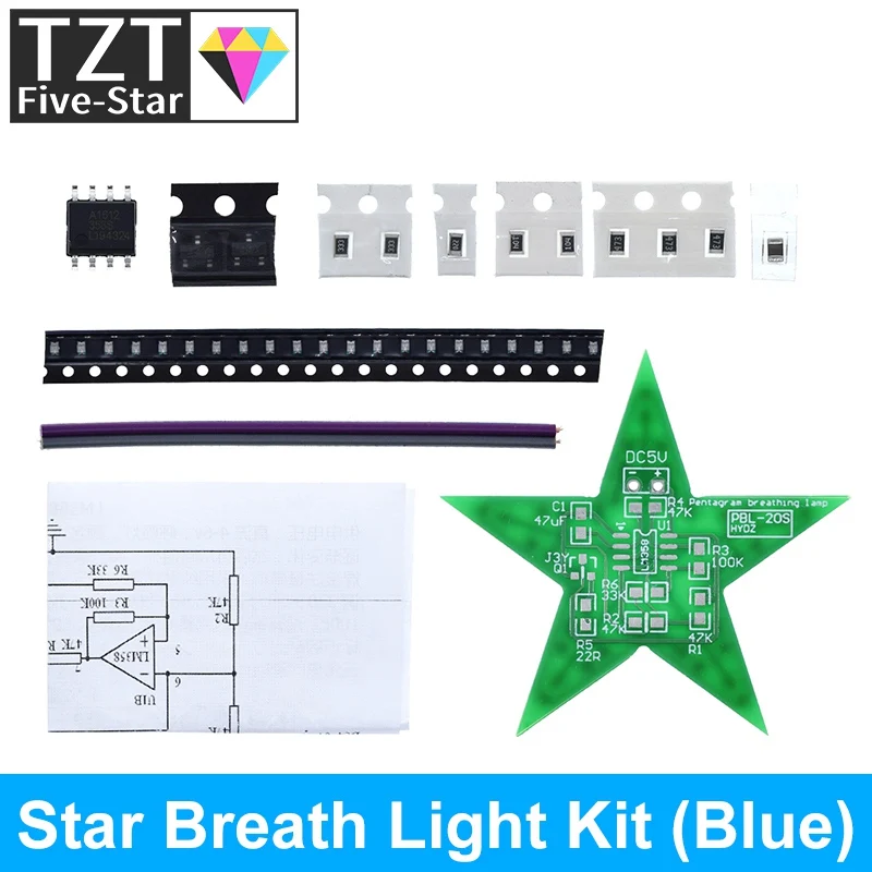 Schüler-Trainings-DIY-Kit Fünfzackiger Stern Atemlicht Farbwechsel-LED-Licht für Weihnachts-Löttraining Rot Grün Blau – Detail 3