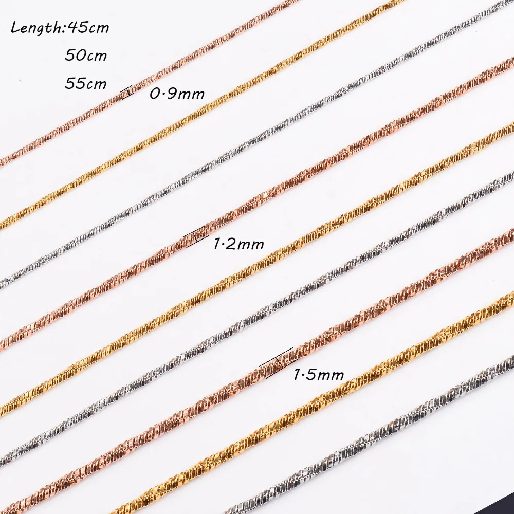 1 Stück Breite 0,9/1,2/1,5mm Winzige Gedrehte Quadratische Schlangenkette Schmuck Edelstahl Choker Halskette für Frauen Collier – Detail 1