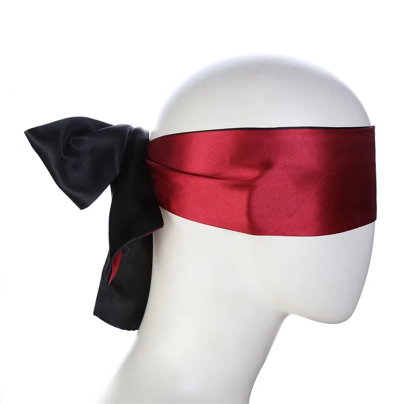 Adult Game Silk Satin Eye Mask Shade Blindfold Ribbon Restraints Rope BDSM Bondage Handcuffs Cosplay Sex Toys For Couples Women view 3