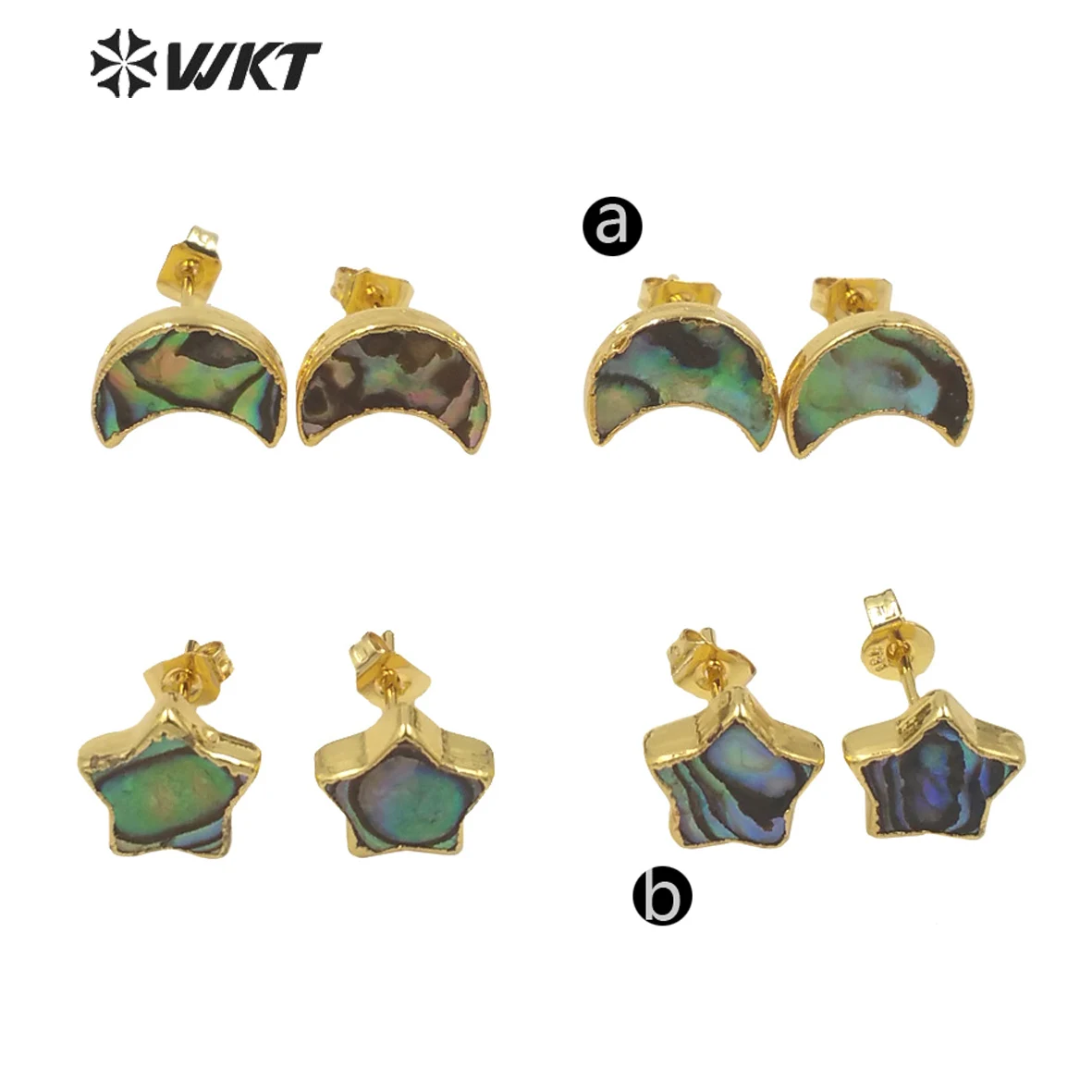 WT-E659 WKT Exquisite Cute Simple Natural Abalone Shell Moon Star Shape Stud Shell Fashion Earrings Genshin Impact