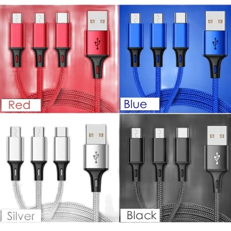 Universal Multiple USB Charging Cable, Multi Charger Cable, Fast Charging Cord with Type C Micro USB Connectors, 3 in 1