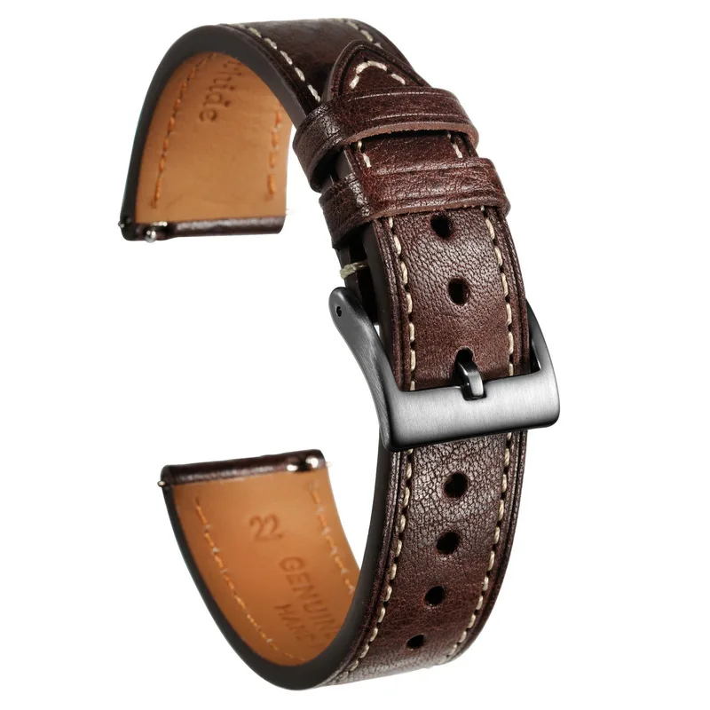 HEMSUT Italy Genuine Cow Leather Watch Band For Man Vintage Soft Wrap Handmade Leather Watch Straps Quick Release  22mm18mm20mm