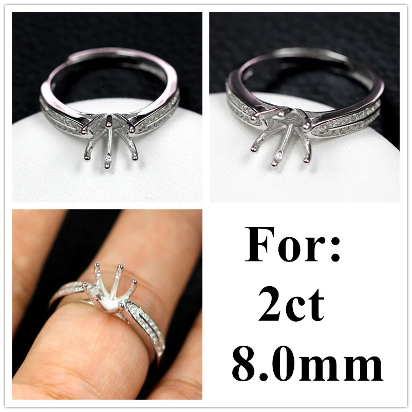 Fine blank ring setting base empty for jewelry making sterling silver 925 diamond rings without stone moissanite adjustable