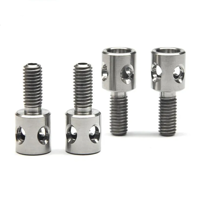 4 pcs Bicycle brake shift Fine-tuning titanium screws The wire tube refers to the threaded screw titanium