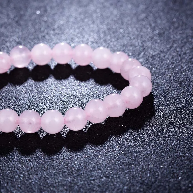 2022 Natural Stone Pink Quartz Bracelets for Women Handmade Rose Gems Crystal Beads Elastic Cord Bracelet Jewelry Gifts